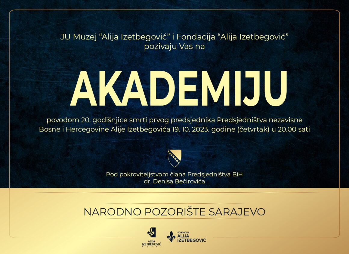 NAJAVA: Svečana akademija u Narodnom pozorištu povodom dvadesete godišnjice smrti Alije Izetbegovića