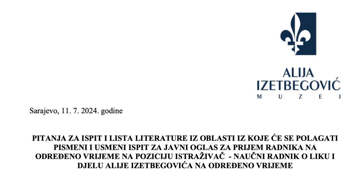 Oglas: Pitanja I Lista Literature Za Konkurs 2024