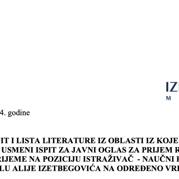 Oglas: Pitanja I Lista Literature Za Konkurs 2024